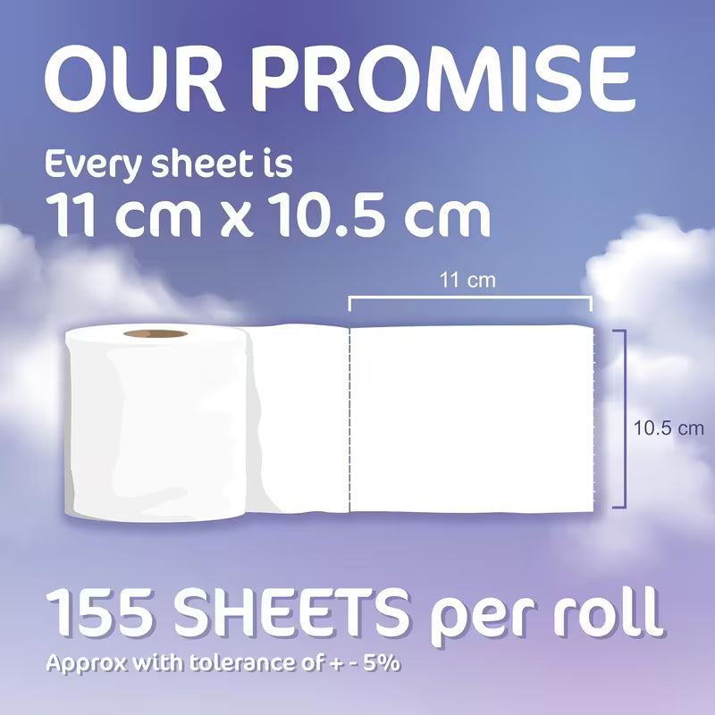 18 Rolls of 3-Ply Premium Quilted Toilet Paper | Generous Length per Roll | Luxuriously Soft, Strong & Highly Absorbent Toilet Tissue